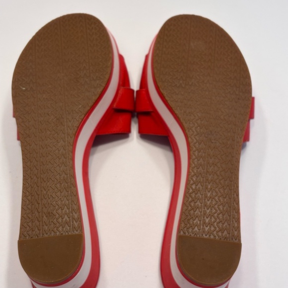 Michael Michael Kors Women's Wedges Sandals Slip On SZ 8 Red White Gold MK Accen - Picture 10 of 12